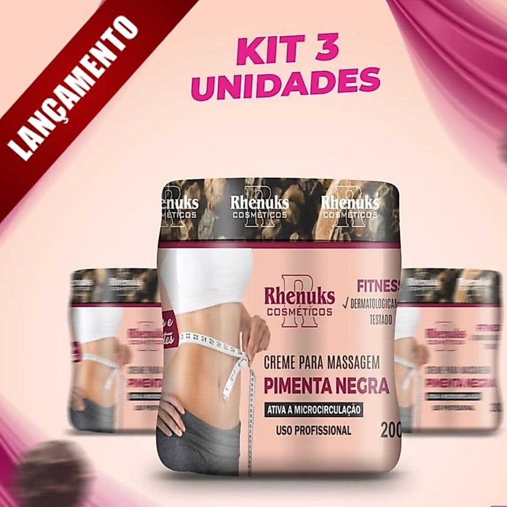 CREME MASSAGEADOR PIMENTA NEGRA - CAIXA COM 3 UNIDADES