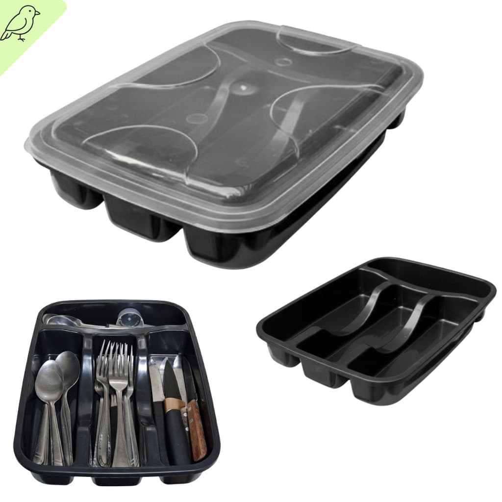 Porta Talher Faca Garfo com Tampa Utensílios Cozinha para Gaveta Doméstica Lar Organizado
