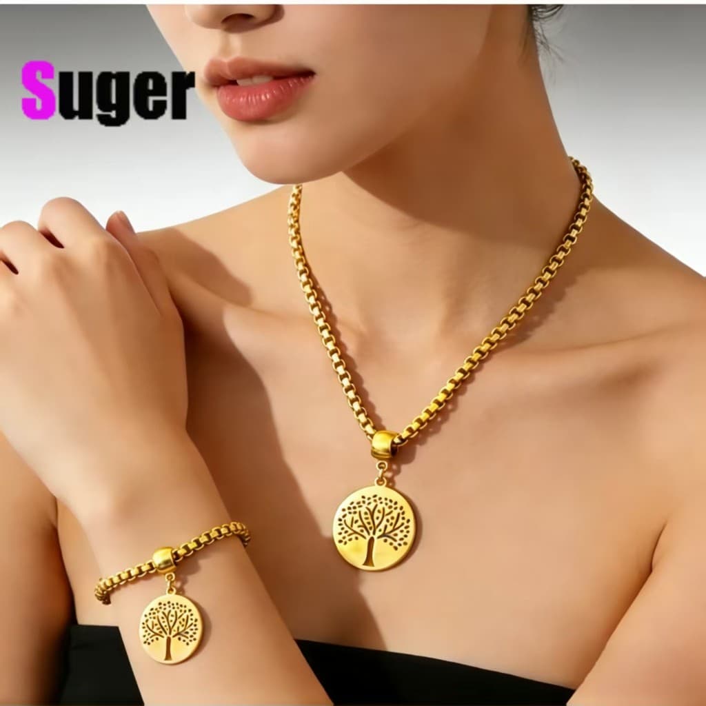 Conjunto Árvore da Vida de Luxo, banhado a ouro 18K, hipoalergênico, de alta qualidade