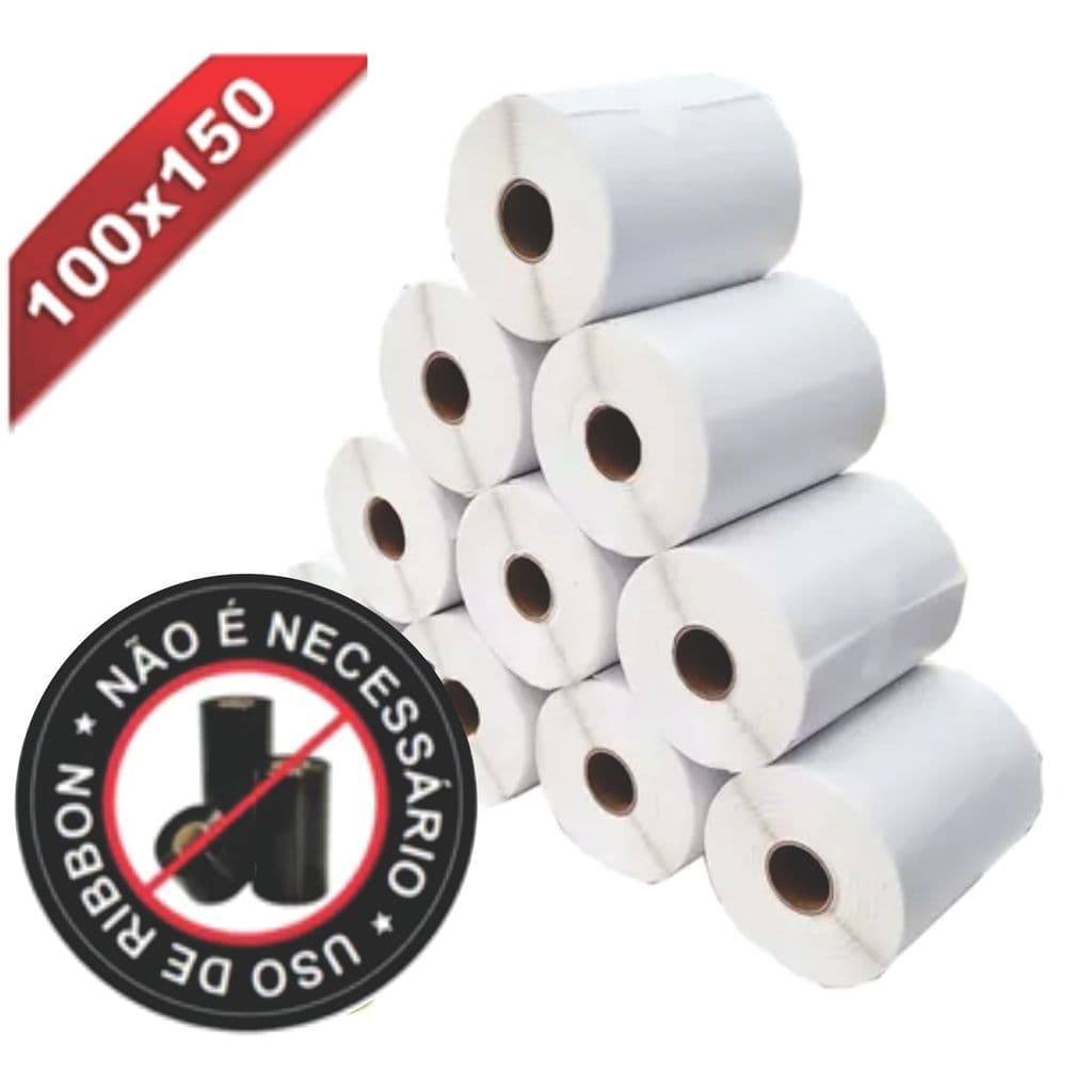 10 Rolos Etiqueta Térmica 10x15 Cm / 100x150mm C\ Serrilha Para E-Commerce Rolo com 200 Etiquetas