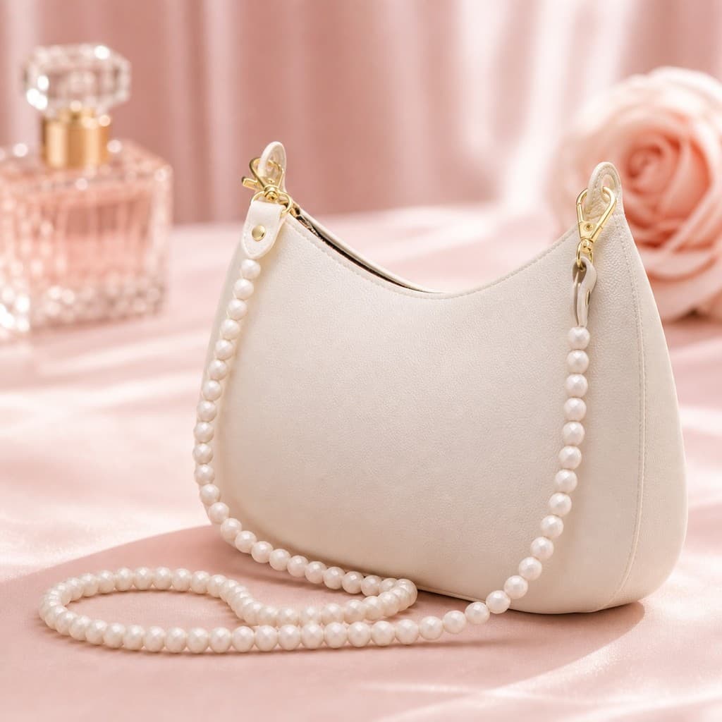 Bolsa Feminina Baguete Transversal Com Alça de Bolinhas Moderna Compacta Elegante Para Looks Casuais
