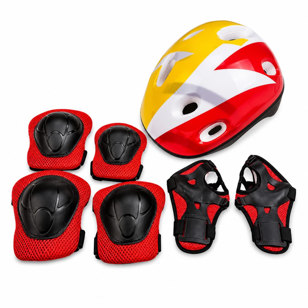Kit Proteção Infantil Patins Skate Bicicleta Segurança Capacete Joelheiras Cotoveleiras Luvas
