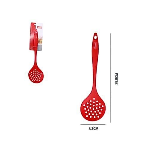 Escumadeira Silicone Resistente Alta Temperatura Cabo Ergonômico Cozinha Duravel Vermelho