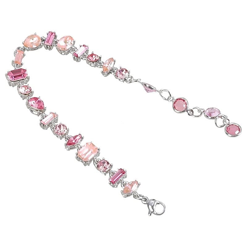 Estone Elegante Doce Rosa Cristal Pulseira Ajustável Feminino Declaração Jóias