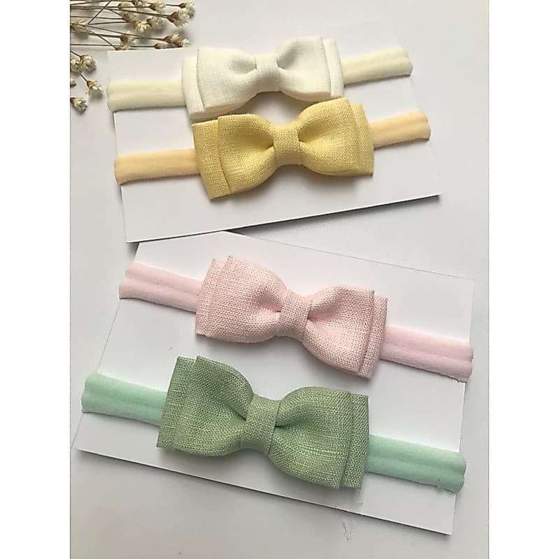 laço de linho/ kit laço de linho / faixinha bebê / laço de cabelo