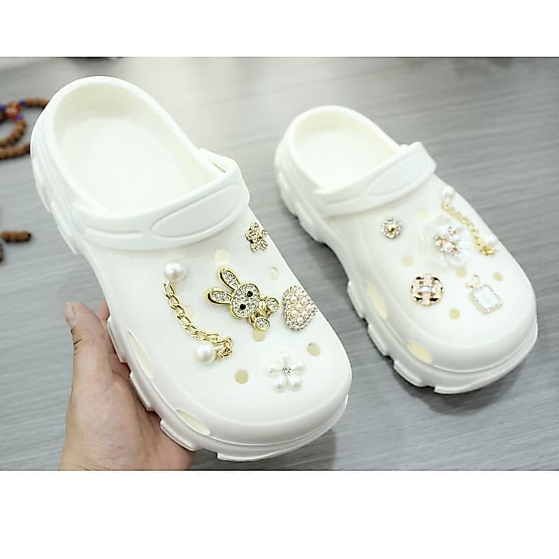 Pisando na merda sentir meninas buraco sapatos 4cm de sola grossa sapatos de jardim senhoras exterior usar sandálias de