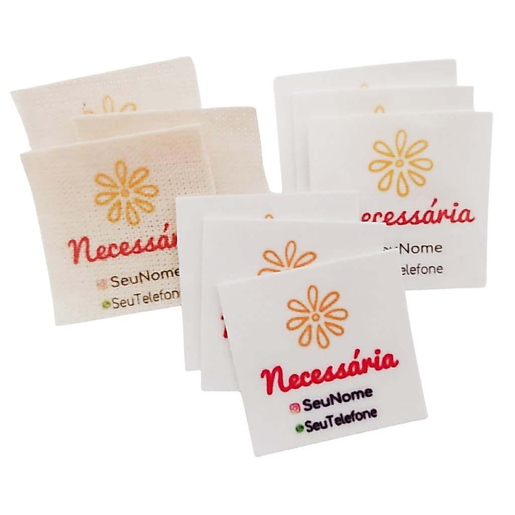 Etiquetas Personalizadas em tecido Quadradas para Costura, Artesanato, Roupas e Confeccção - 100und