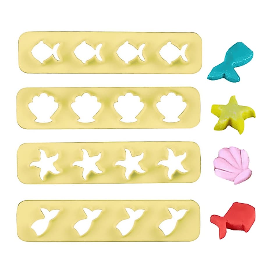 Cortador Fundo Do Mar Kit Réguas Miniaturas 4 Pasta Americana Biscuit Apliques Decoração BlueStar