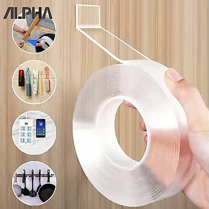 Fita Dupla Face Extra Forte Transparente NanoGel Silicone Mágica Adesiva Cola na Parede Móvel Porta