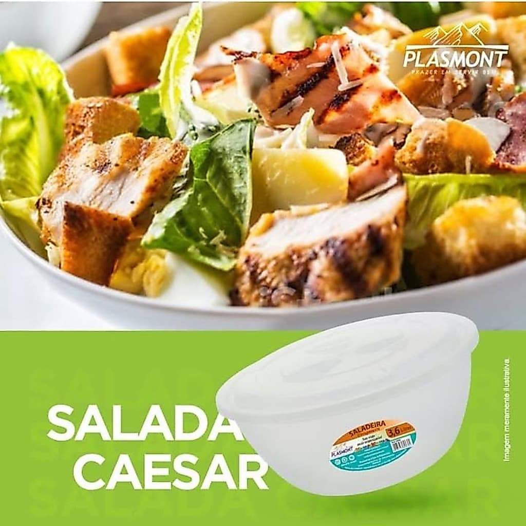Pote Saladeira Transparente Plasmont 3,6L Com Tampa
