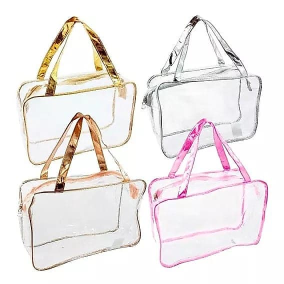 Necessaire Transparente de Silicone com Borda Cor Lisa-1111