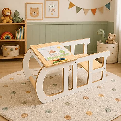 Nova Torre De Aprendizagem 4 em 1 Madeira Pinus Infantil - método Montessoriano Cod.7181 Criança