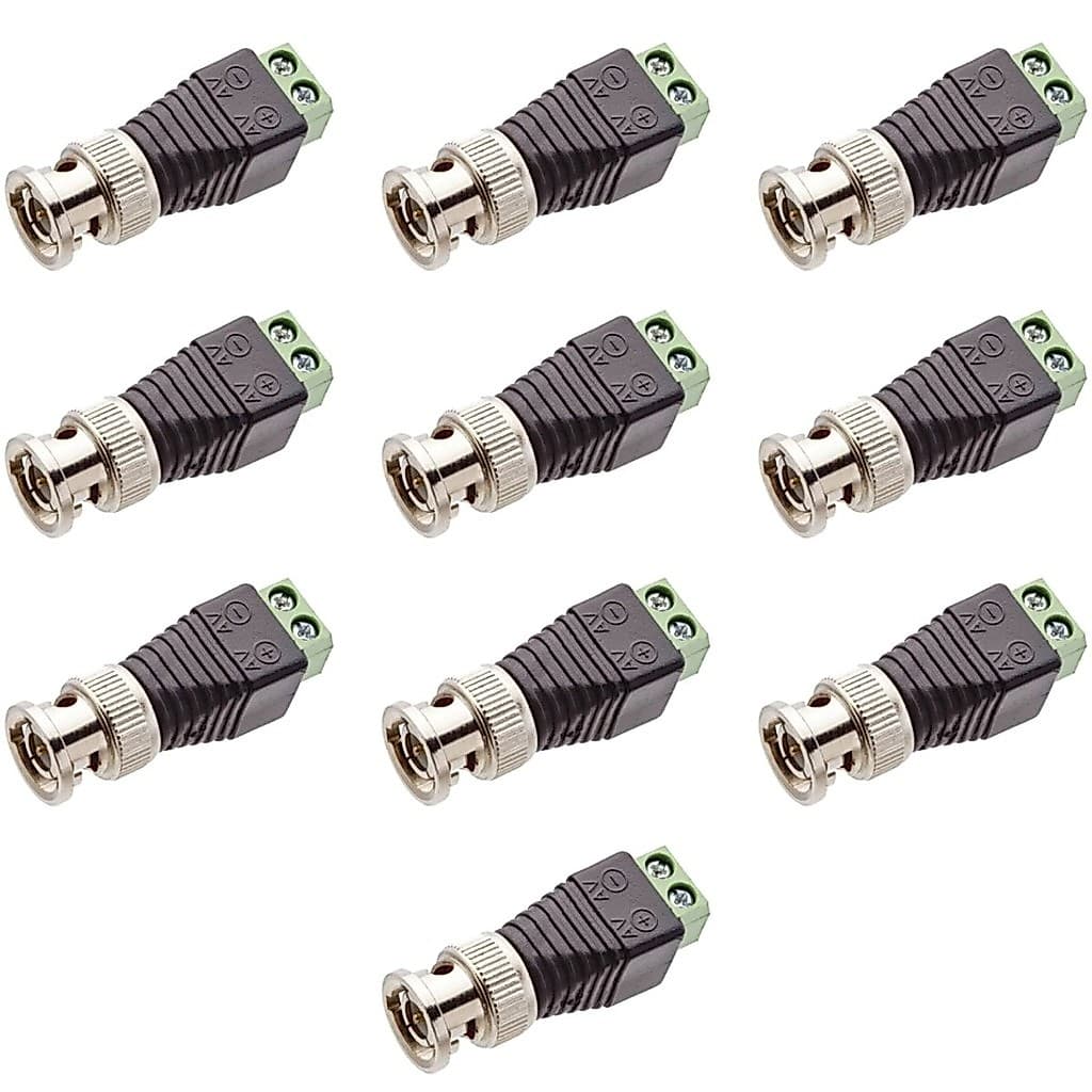 Kit 10 Conector Bnc Macho Com Borne Para Cftv DVR CAMERA