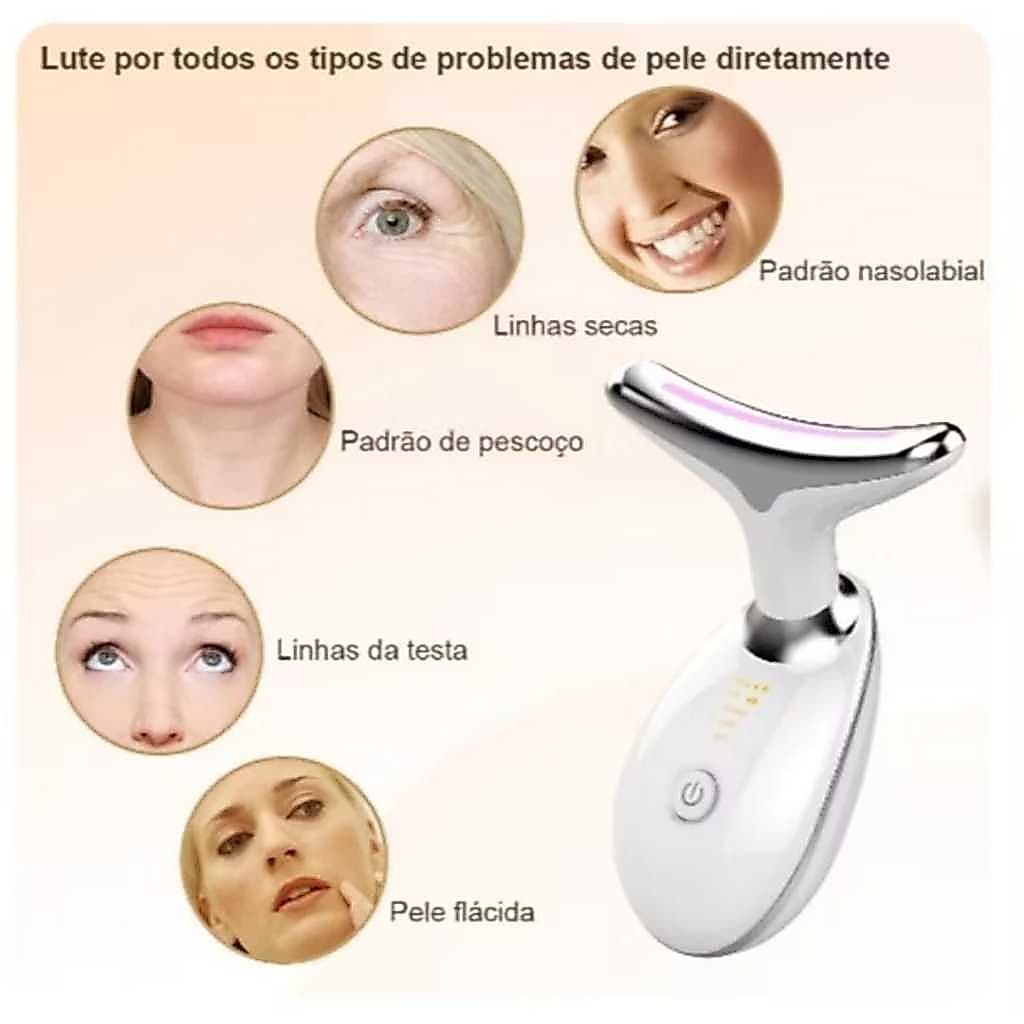 HYQ1961 Portátil Beleza Pele Firmeza Pescoço Led Vibração Fóton Levanta A Anti-Rugas Remover Massageador