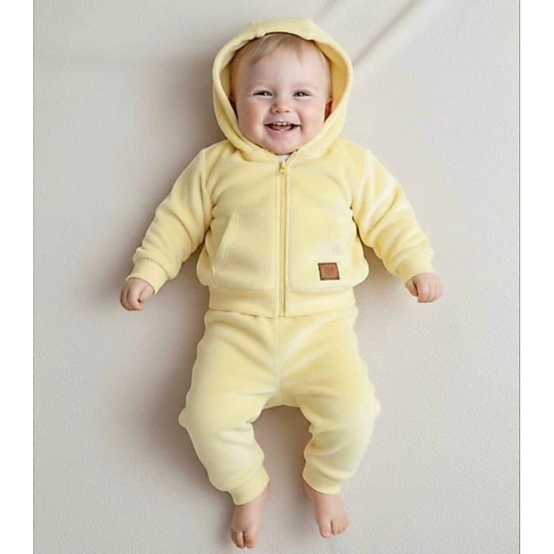 Conjunto de Plush Bebê Inverno Casaco com Capuz + Calça