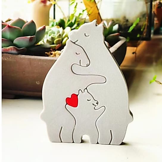 Decoração Família Urso Quebra-Cabeça - Quebra-cabeça adorável de urso abraçando 18cm
