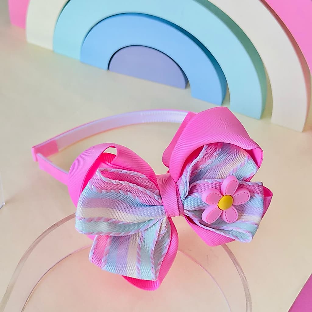 Tiara colorida rosa / Tiara infantil  / Arco infantil /diadema  / Tiara  AC / com  flor