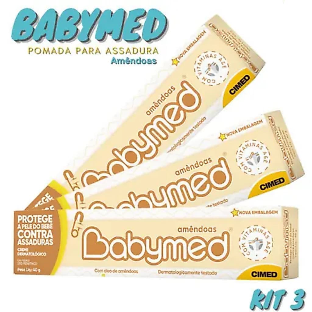 Kit Com 03 Babymed Amendoas Pomada Contra Assadura 40g Cada