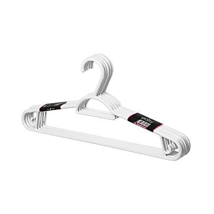 KIT 10-20-30-40-50 Cabides Branco Sanremo Plástico Reforçado – para Roupas Adultas e Infantis