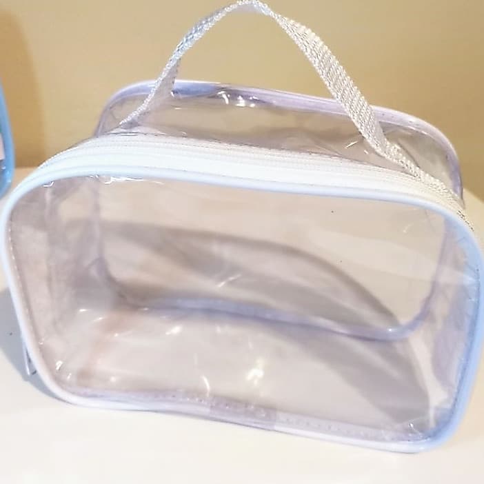 kit 15 Necessaire cristal com alça para lembrancinhas 20x15cm