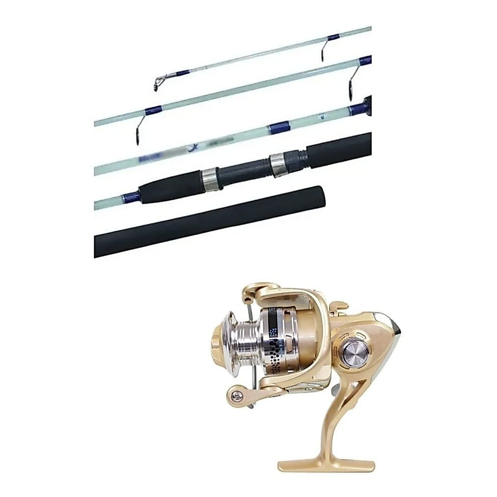 Kit Vara 1,50m Maciça + Molinete Fb3000 Robalo Pesca Pesada Dourado