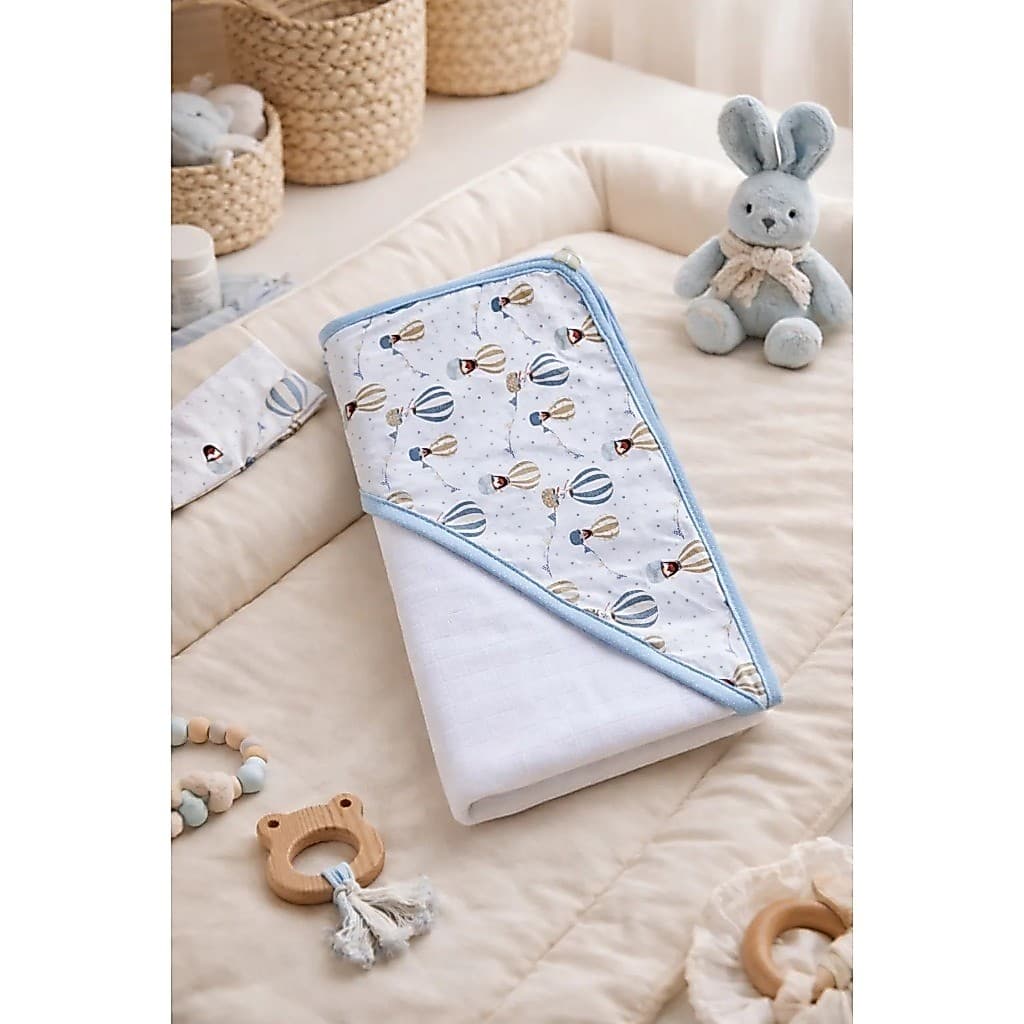 Toalha Fralda Com Capuz Quadriculada Camada Dupla PREMIUM 100% Algodão BABY 80X80cm