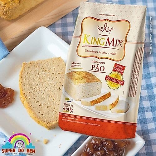 Mistura para Pão Sem Glúten King Mix 450g | Rende 2 Pães de Forma | Sem Leite | Vegano