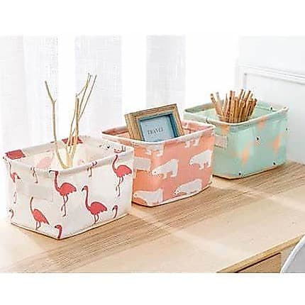 kit 2 Cesto Dobrável 16cm x13cm x20 cm  Organizador Multiuso em Tecido Cores Sortidas Luca