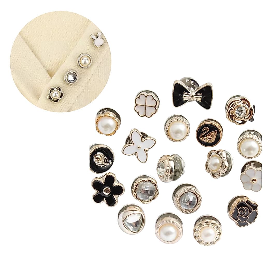 Kit 20 Broche Botton Pin Elegante Sortido Para Roupas Decote
