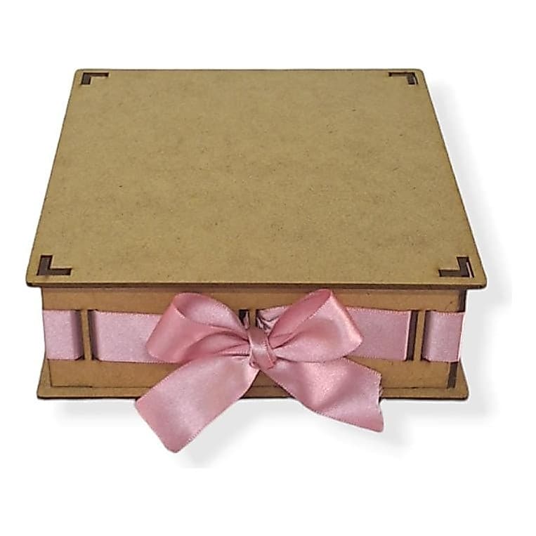 CAIXA MDF 20X20X10CM PASSA FITA LEMBRANÇA PADRINHOS CONVITE BATIZADO