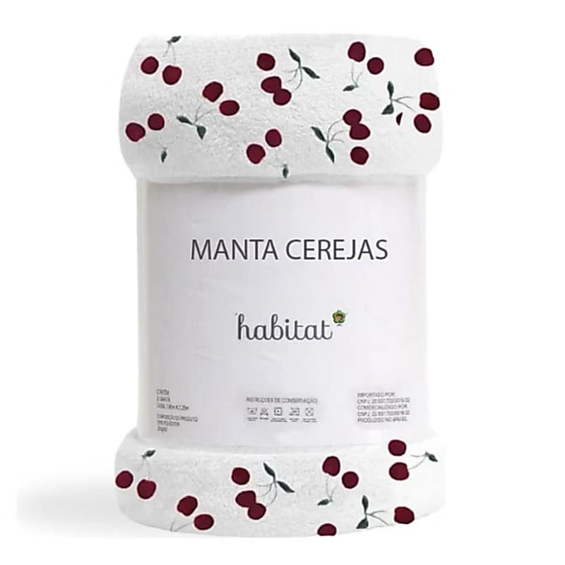 Manta Cobertor Cereja Habitat Casal e Queen Antialérgica Toque Macio Confortável
