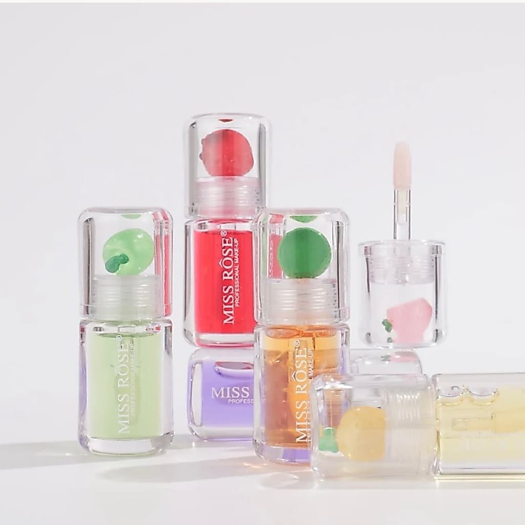 Lip Oil Fresh Fruits Miss Rôse Tendência Maquiagem Natural Lip Oil Fruta Encapsulada