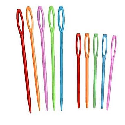 Kit 10 Agulhas de Mão Plástico 7-9cm Sem Ponta para Trança e Artesanato em Geral