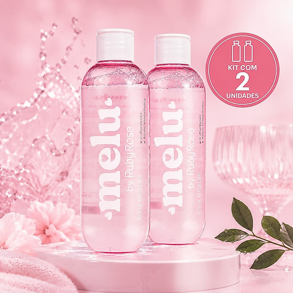 kit 2 Água Micelar Melu Limpeza Facial Hidratação Sem Ressecar 200ml
