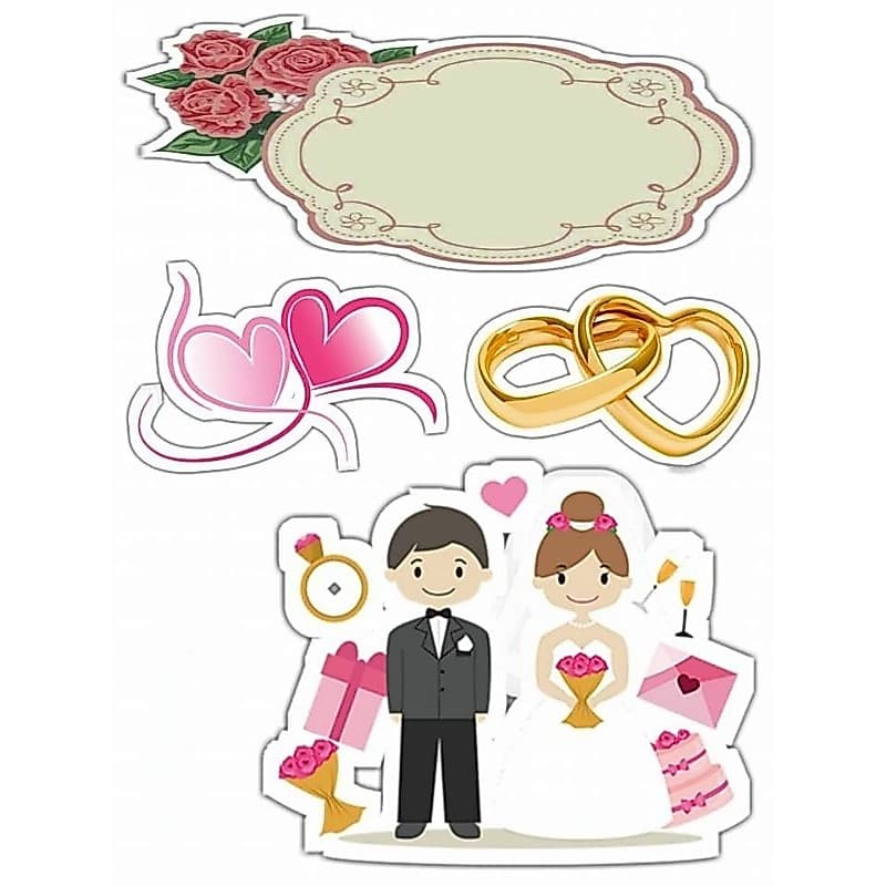 Topo Topper de Bolo Casamento Personalizado Nome Idade 1