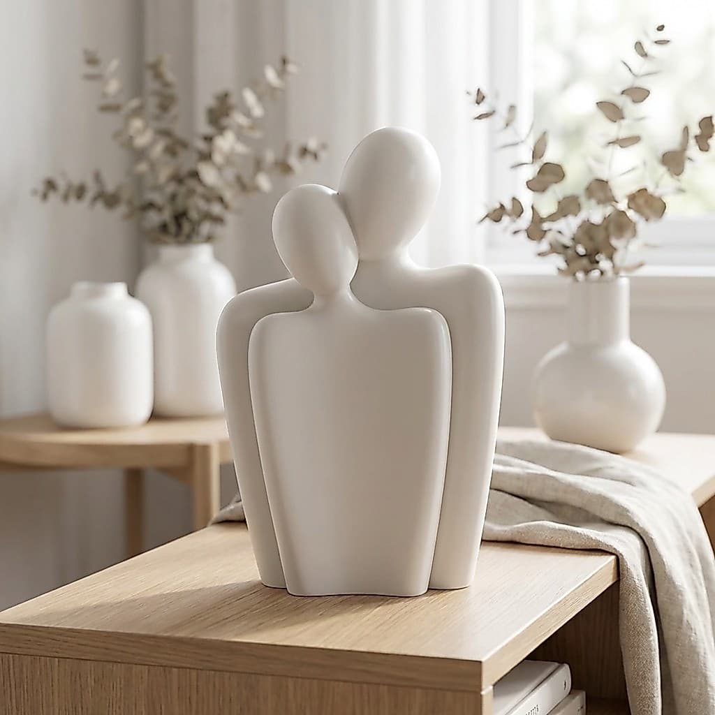 Escultura Casal Abstrata Minimalista - Estátua Decorativa Moderna - Para Sala Quarto Aparador e Presente