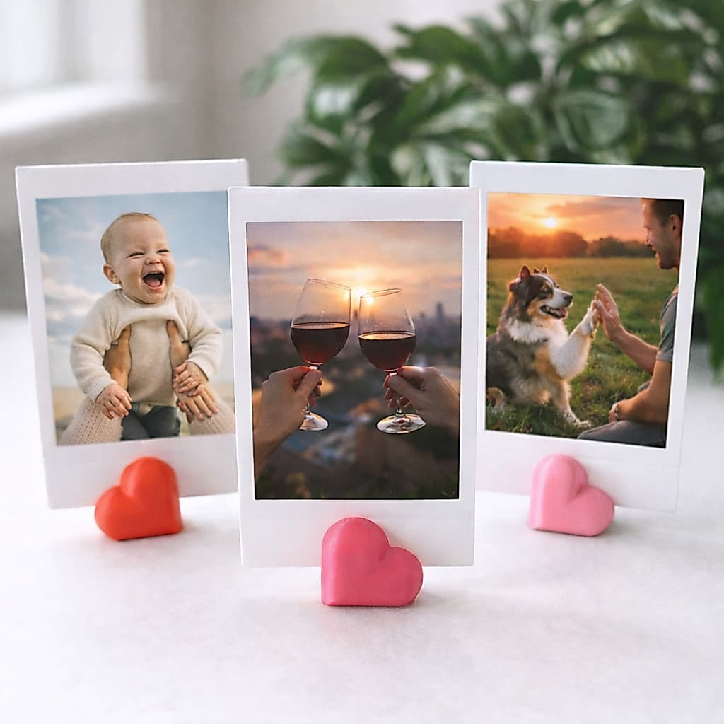 Suporte para Fotos Coração Polaroide Recados |Porta Foto | Lembrancinha para Casamento | Enfeite de Mesa 10 Unid