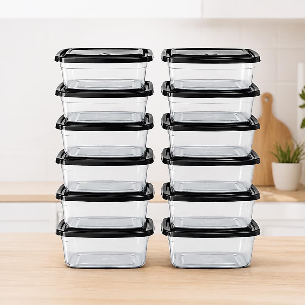 Kit Potes Marmitas 1L 1kg BPA FREE Vasilhas Transparente Tampa Color Freezer Microondas