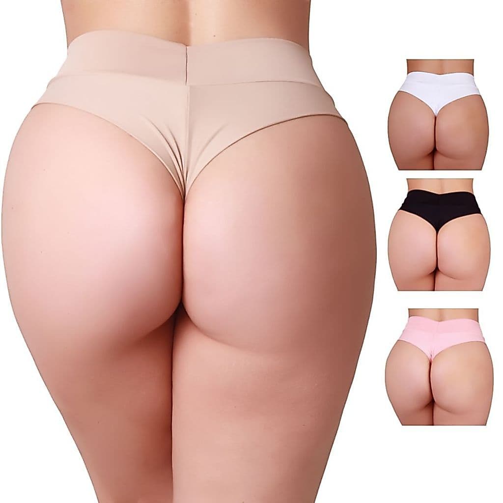 Kit 4 Calcinha Cintura Alta Fio Duplo Cós Duplo Alto Empina Bumbum Não Marca Básica Dia a Dia