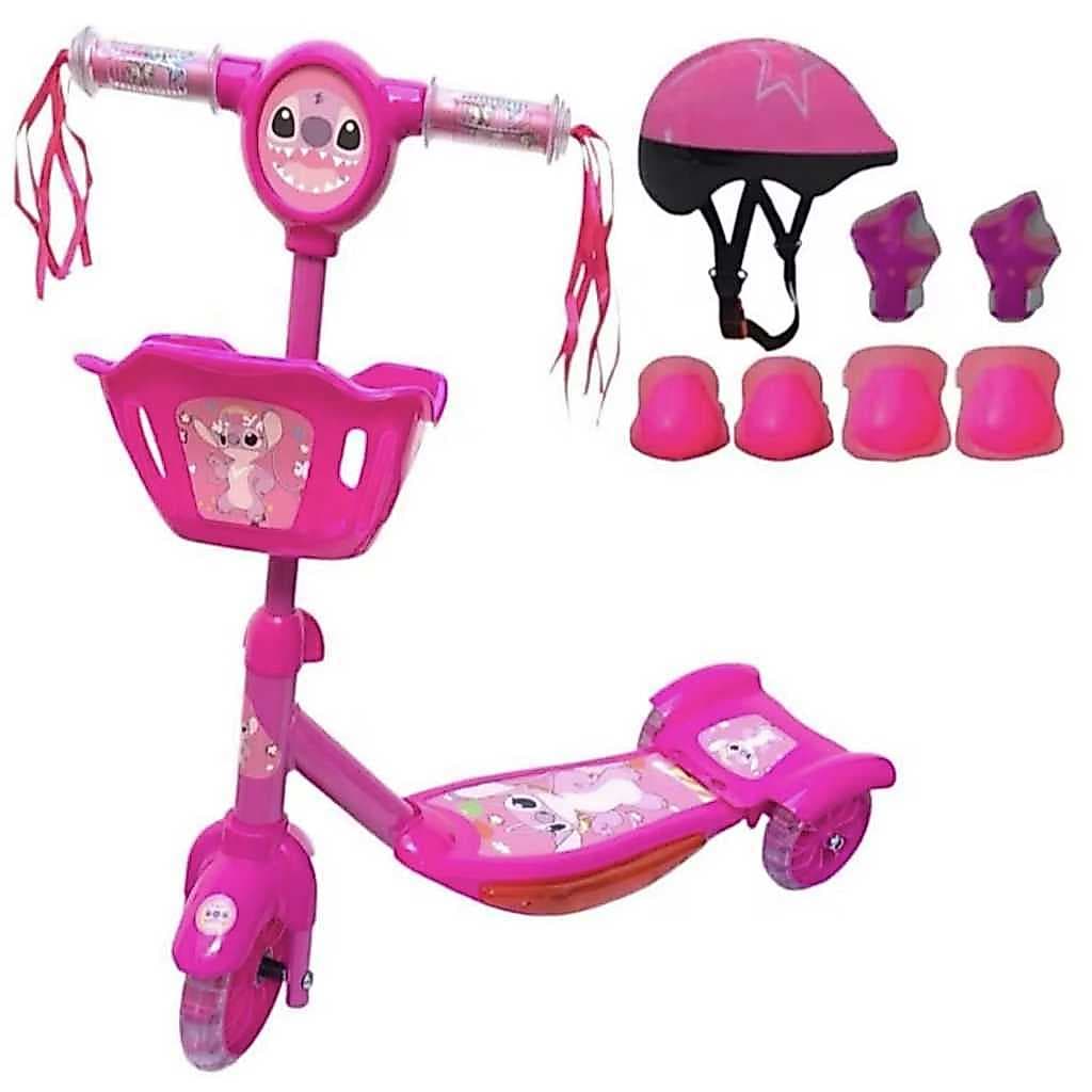 Patinete 3 Rodas Infantil Com Luz Música Cesta menino menina Diversão Garantida