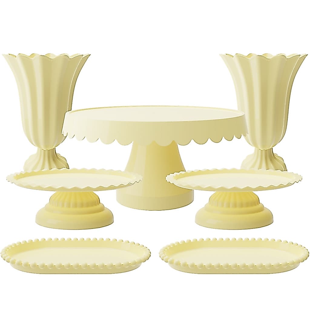 Kit Decoração 7 Peças Prático Vasos Boleira Festa Infantil Casamentos