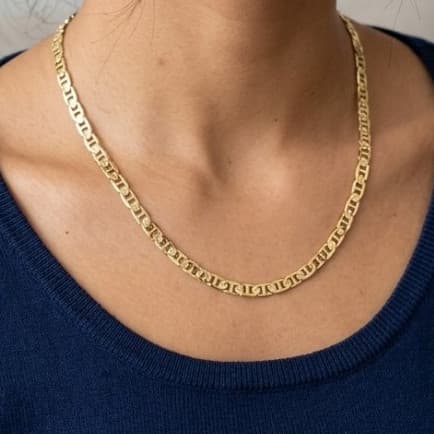 Colar Corrente grumet Unissex Dourado 45cm Elegante Livre de Níquel.