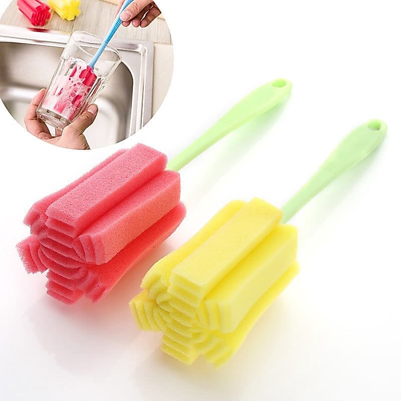 1 escova de esponja, usada para limpeza de cozinha, lavagem de taças de vinho e xícaras de chá, 25 cm
