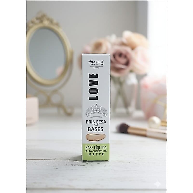 ​✨ Base Líquida Matte Princesa das Bases – Max Love (Alta Cobertura)