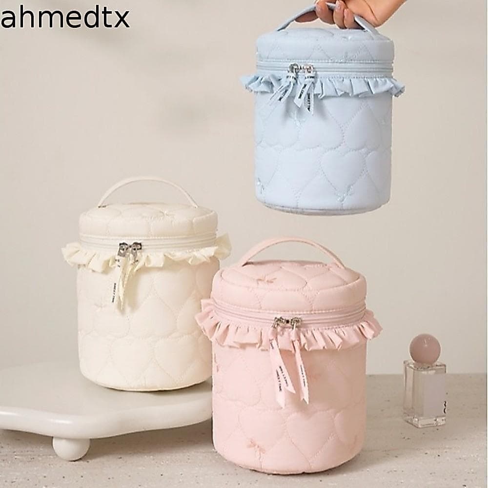 Bolsa Organizadora Cosmética AHMEDTXB , De Maquiagem De Grande Capacidade Em Formato Cilíndrico Lavagem Com Fecho De Zíp