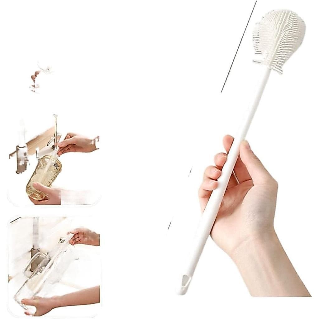 Escova de cozinha multifuncional de silicone com cabo longo e flexível para limpeza de manchas de chá, ferramenta de lim