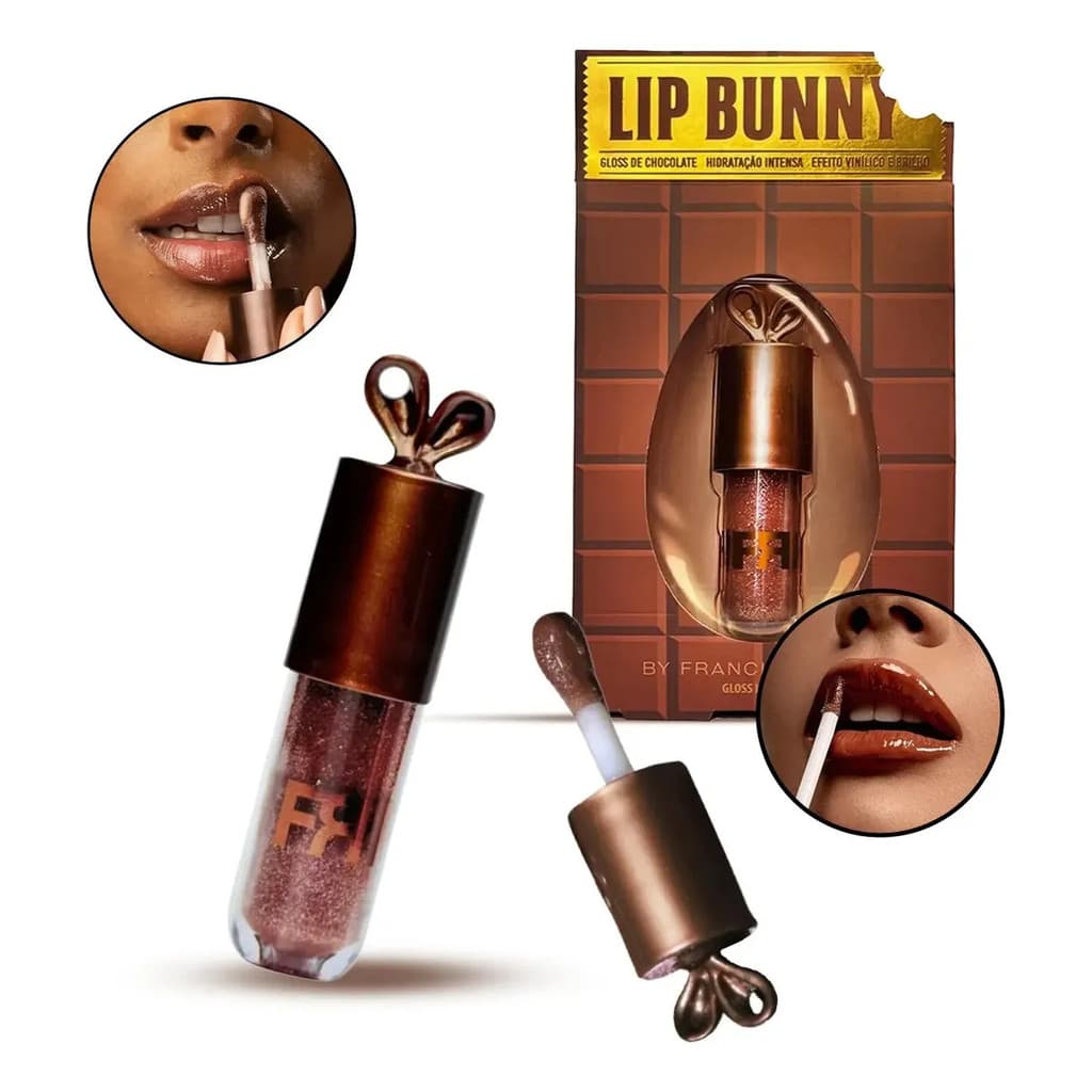 Gloss Labial Lip Bunny Chocolate - Efeito Sofisticado, Textura Espelhada, Fórmula Hidratante