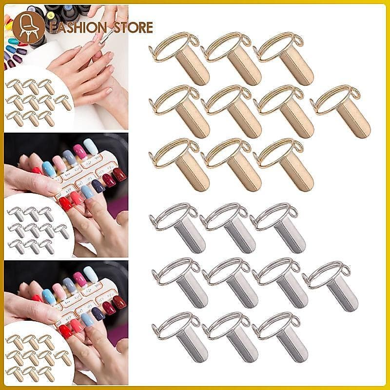 [Wishshopeelq] Anéis De Unha De Cobre Ajustável Conjunto De Arte Acessórios De Unhas Reutilizáveis De Metal Para Decoraç