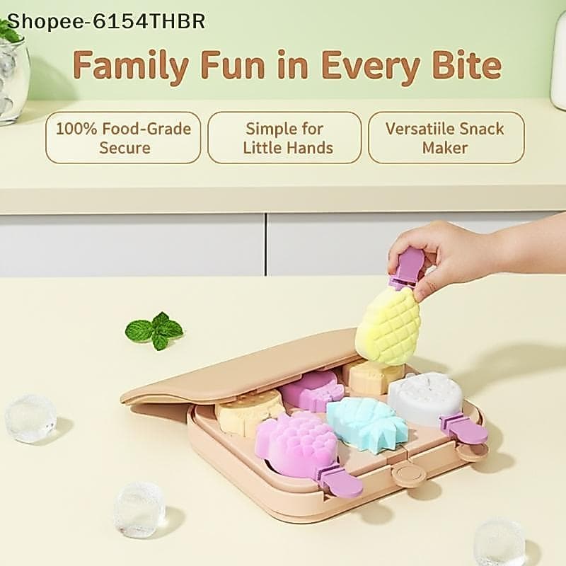 [RG] Moldes De Picolé De Silicone Inodoro Com 6 Cavidades , Fácil Liberação , Formato De Frutas , Sorveteira Para Caseir