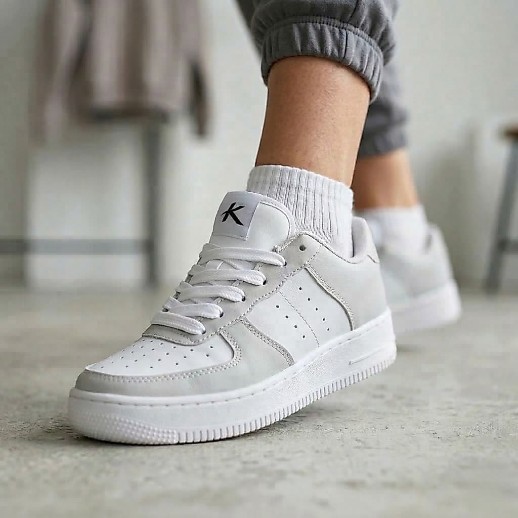 Tênis Masculino Academia Force Casual Confortável Branco e Preto